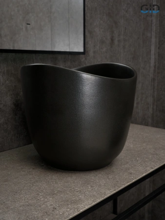 Раковина керамическая Gid Creativo 53378 40х40 накладная цвет черный без отверстий под смеситель