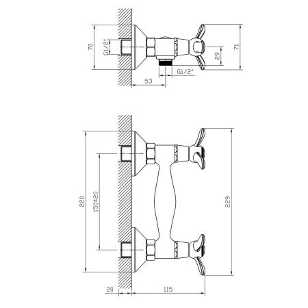 Смеситель для душа Rossinka Q Q02-41 настенный хром