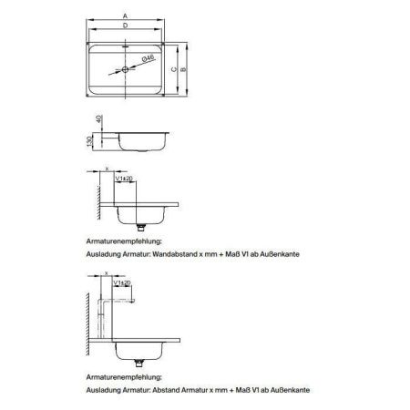 Раковина из нержавеющей стали Bette One A135-000 40 см встраиваемая цвет белый без отверстий под смеситель