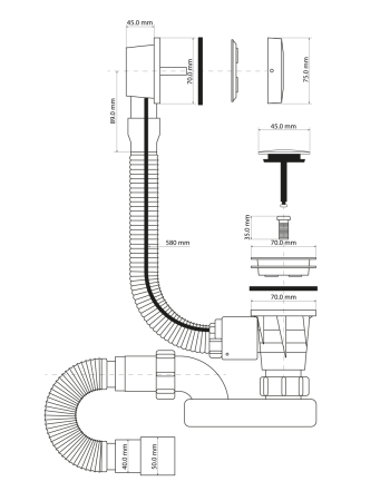 Слив-перелив Vinsent Veron VB150.520B бронза