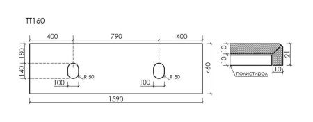 Столешница Sancos TT160A1 160х50 накладная цвет серый