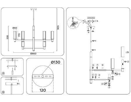 Люстра на штанге Ambrella Light Heigh Light (Хеигх Лигхт) LH55505