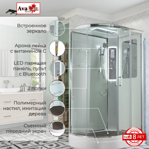 Душевая кабина AvaCan A A2912RLED 120х90 асимметричная с крышей ориентация правая - фото 2 Душевая кабина AvaCan A A2912RLED 120х90 асимметричная с крышей ориентация правая - фото 2