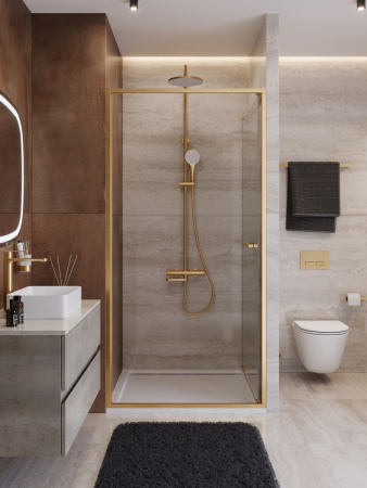 Душевая дверь Cezares LUX LUX-B-FS-1-100-C-BORO 100х195 стекло прозрачное профиль золото