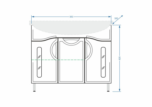Тумба под раковину Stella Polar Сильва SP-00000204 95х32х82 цвет белый - фото 2