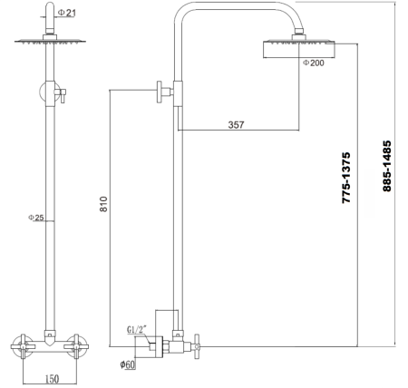 Душевая стойка Fmark FS8405 настенная цвет серый