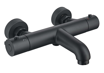 Смеситель для ванны Aquatek ВЕГА AQ1043MB настенный черный матовый с термостатом