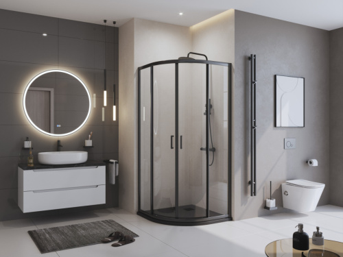 Душевой поддон BelBagno UNO TRAY-MR-UNO-R-90-550-35-NERO-NO 90х90 искусственный мрамор черный матовый - фото 4
