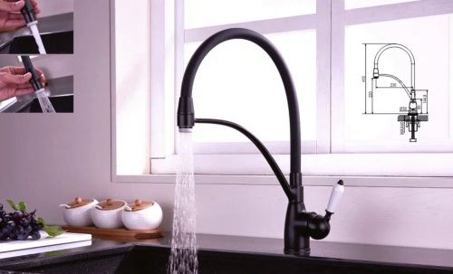 Смеситель для кухни Rose R153H на мойку черный - фото 4