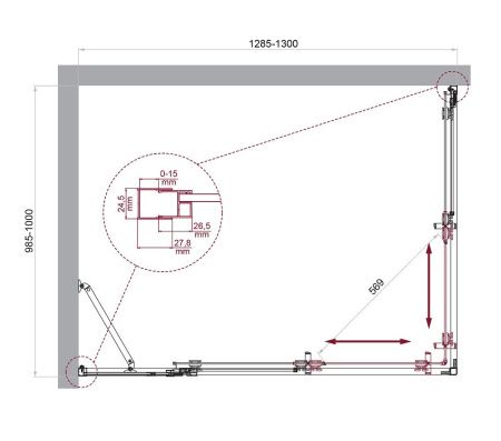 Душевой уголок BelBagno LUCE LUCE-AH-21-130/100-C-Cr 130х100 стекло прозрачное профиль хром без поддона