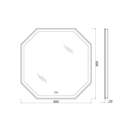 Зеркало с подсветкой и антизапотеванием BelBagno SPC-OTT-800-800-LED-TCH-WARM 80х80 подвесное