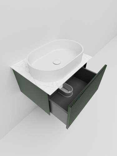 Тумба со столешницей La Fenice TERRA NFNC-01-TER-G-60-3-GG 70х36х47 подвесная цвет серый/зелёный - фото 3