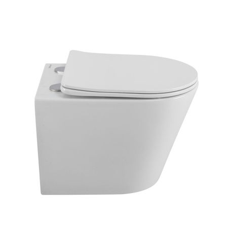 Унитаз подвесной BelBagno FLAY-R BB053CHR/SC белый с сиденьем микролифт безободковый каскадный смыв