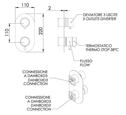 Смеситель для душа Daniel Suvi Thermo ST20612D3KBDP встраиваемый в стену брашированное золото - фото 2