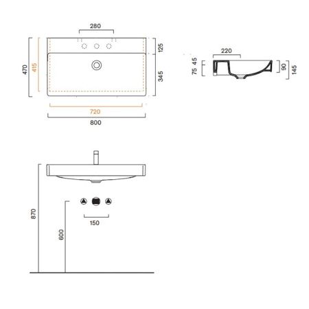 Раковина керамическая Catalano Green 420800001 80 см подвесная цвет белый без отверстий под смеситель