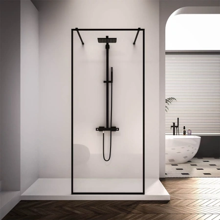 Душевая перегородка Veconi Korato KR90B-120-01-C4 120х200 стекло прозрачное профиль черный