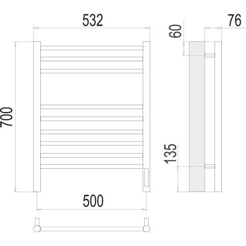 Полотенцесушитель Terminus 4670078527240 53х70 электрический хром - фото 3