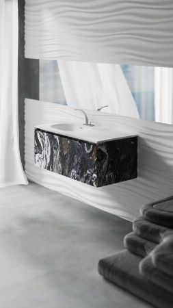 Раковина из искусственного камня S-Stone Salini Onda 1402204MN 200х70 накладная цвет белый