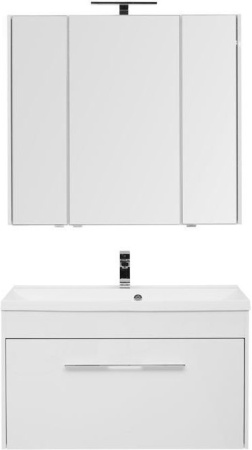 Комплект мебели: тумба с раковиной + зеркало-шкаф Aquanet Августа 00287676 100x48x140 подвесной цвет белый