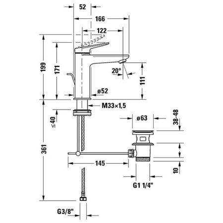 Смеситель Duravit Simibox WA1020001010 на раковину хром