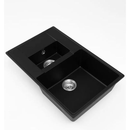 Кухонная мойка Grandex Aqua 600115 78х50 цвет черный металлик поверхность матовая - фото 2