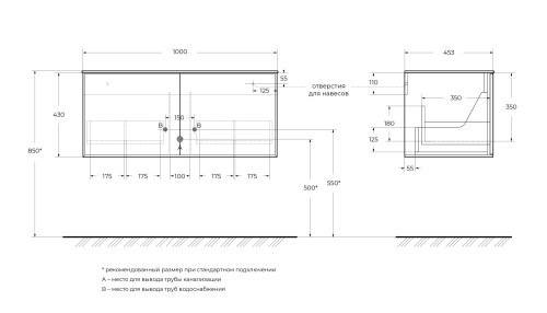Тумба под раковину Cezares PORTOFINO 55937 100х45х43 - фото 2