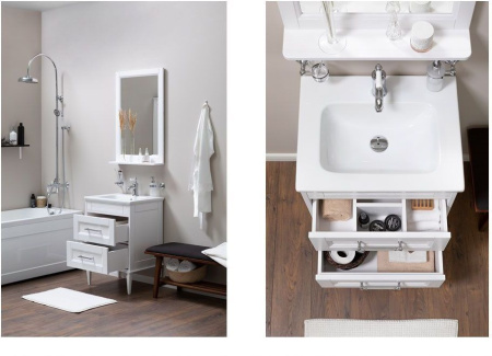 Раковина из литьевого мрамора Aquanet Бостон НФ-00017870 61х47 полувстраиваемая цвет белый 1 отверстие под смеситель