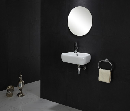 Раковина из санфаянса CeramaLux 9275R 45х28 подвесная цвет белый 1 отверстие под смеситель