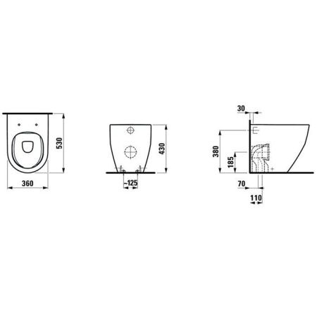 Чаша унитаза приставная Laufen Pro 8.2295.6.000.000.1 цвет белый без сиденья безободковая