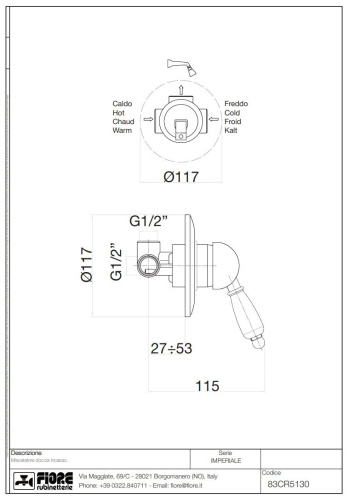 Смеситель Fiore Imperiale 83ZZ5130 встраиваемый бронза - фото 2