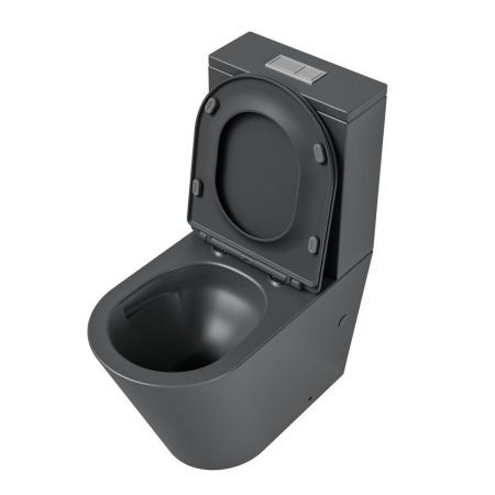 Унитаз напольный с бачком Grossman GR-4458GMSQ серый с сиденьем микролифт безободковый смыв торнадо