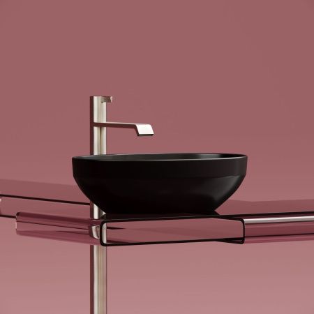 Раковина из сантехнического фарфора Ceramica Nova ELEMENT CN6056MB 50х40 накладная цвет черный без отверстий под смеситель