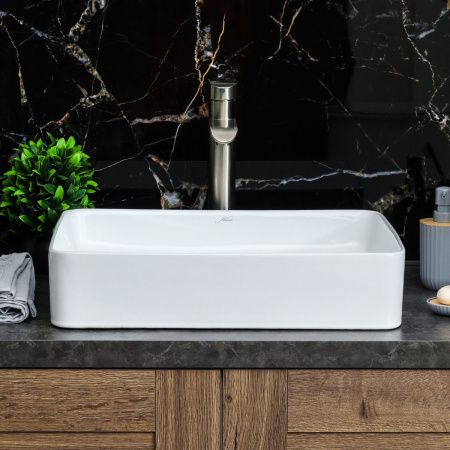 Раковина из сантехнического фарфора Melana 7050K-805 50х40 накладная цвет белый без отверстий под смеситель