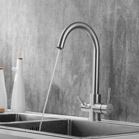 Смеситель для кухни Shevanik S168B на мойку сатин