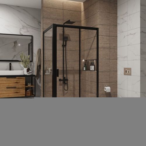 Душевой уголок Niagara Nova NG-82-8AB-A70B 80х70 стекло прозрачное профиль черный без поддона - фото 2