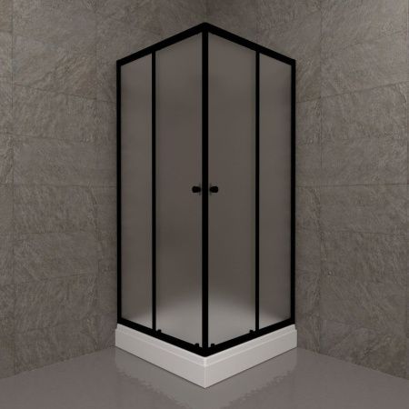 Душевой уголок Тритон Вента Щ0000073552 80х80 стекло матовое профиль черный с поддоном