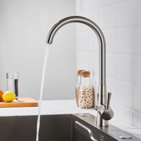 Смеситель для кухни Shevanik S428L на мойку сатин