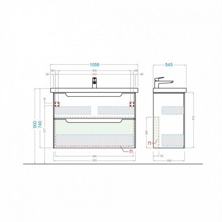 Тумба с раковиной Alavann Berta ALV0968000 110х50 подвесная цвет белый