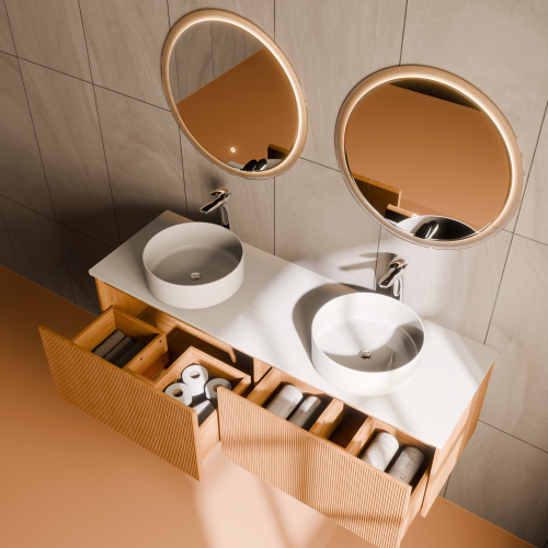 Тумба с раковиной ArtDecco Elizabeth (Элизабет) AEL14W11D300 140x45x40 подвесная цвет белый дуб - фото 3