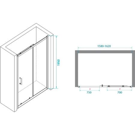 Душевая дверь RGW Passage 41081416-11 160х195 стекло прозрачное профиль хром