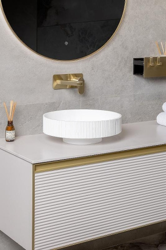 Раковина из искусственного камня Boheme Corian 801-R-MW 40х40 накладная цвет белый матовый - фото 4
