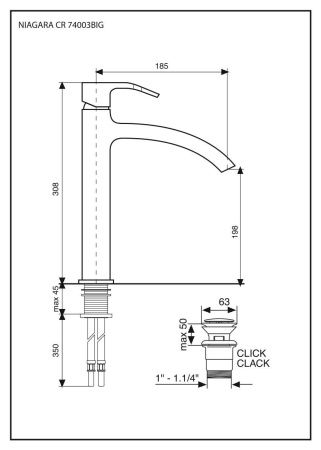 Смеситель для раковины Emmevi Niagara 74003BIG/CR на столешницу хром