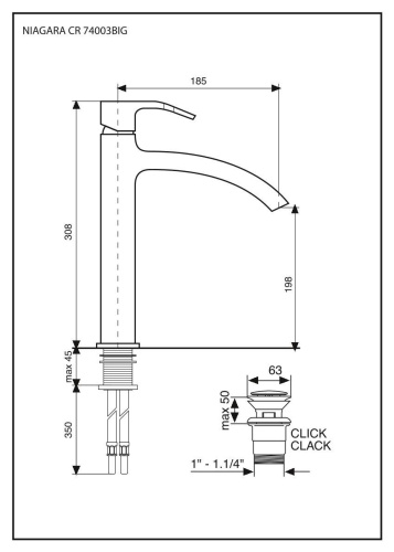 Смесители Emmevi Niagara 74003BIG/CR на столешницу хром - фото 2