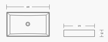 Раковина из сантехнического фарфора Milleau MIEL MU7060C-GW 60х40 накладная цвет белый без отверстий под смеситель