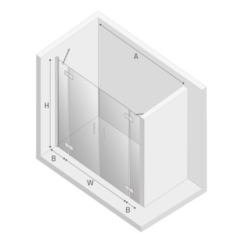 Душевая дверь New Trendy NEW RENOMA D-0101A/D-0102A 230х195 стекло прозрачное профиль хром глянцевый - фото 3