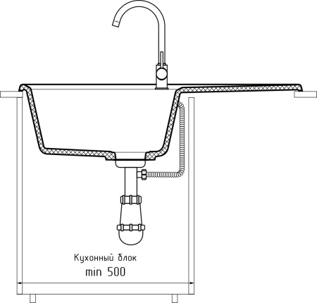 Кухонная мойка Granfest Unique U-840L серый 84х50 цвет серый поверхность матовая