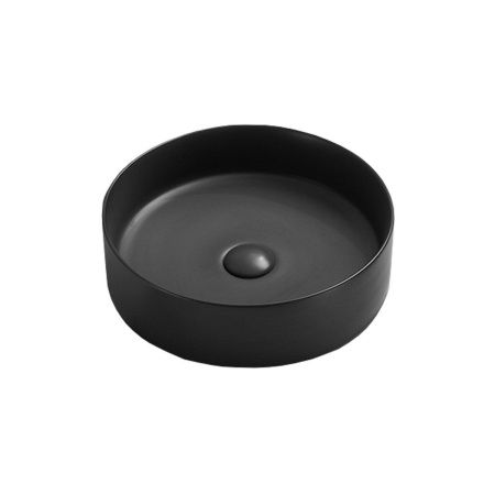 Раковина из сантехнического фарфора Vincea VBS-216MB 40х40 накладная цвет черный без отверстий под смеситель