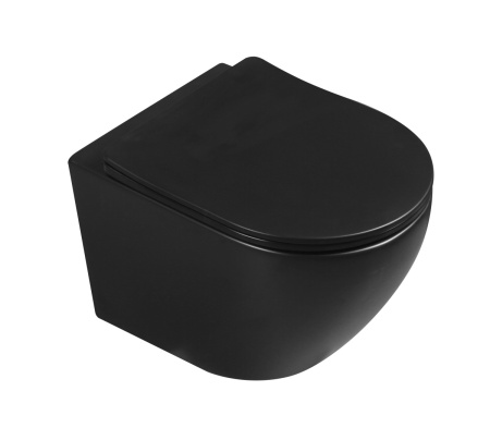 Унитаз подвесной MILLEAU MYL038SMB VORTEX MYL038SMB черный матовый  с сиденьем микролифт безободковый смыв торнадо