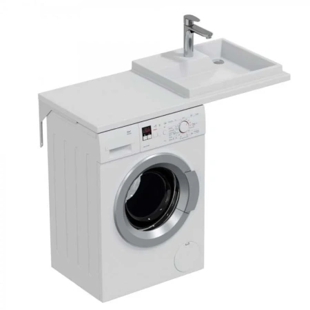 Раковина из искусственного камня СанТа Юпитер 900131 110х50 над стиральной машиной цвет белый 1 отверстие под смеситель