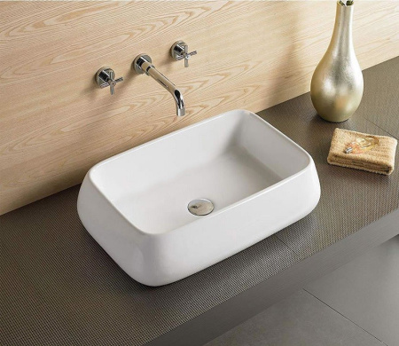 Раковина из санфаянса CeramaLux 9239 60х40 накладная цвет белый